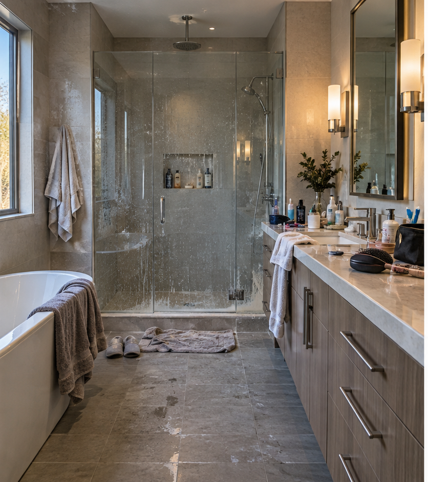 The same bathroom before professional cleaning