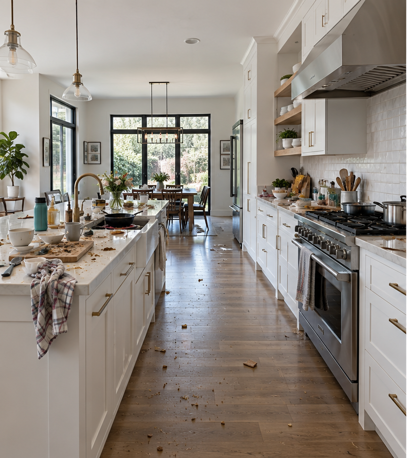 The same kitchen before professional cleaning